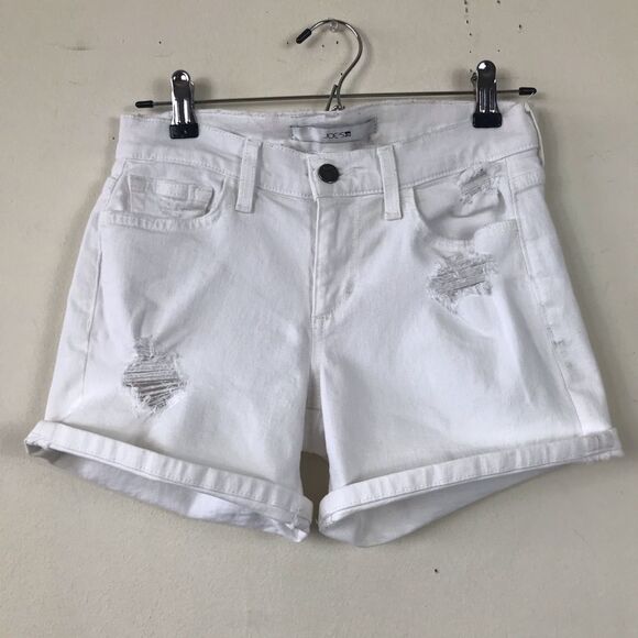Joe’s Jeans Janel White Denim Roll Up Jean Shorts Size 25 Distressed - Picture 3 of 8